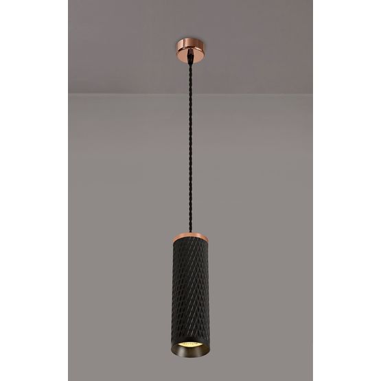 Sienna 1 Light 20cm Pendant Light GU10, Rose Gold/Sand Black