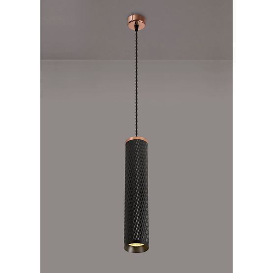 Sienna 1 Light 30cm Pendant Light GU10, Rose Gold/Sand Black