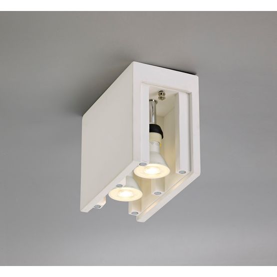 Ivy Rectangular Ceiling, 2 x GU10 (Max 25W), White Paintable Gypsum