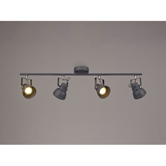 Tatum Adjustable Linear Bar Spotlight, 4 x GU10 (Max 10W LED), Matt Grey/Polished Chrome