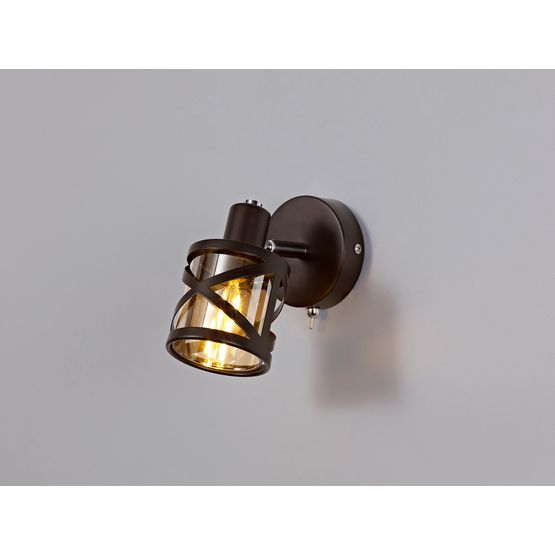 Naomi 1 Light Switched Spotlight E14, Oiled Bronze/Polished Chrome/Amber