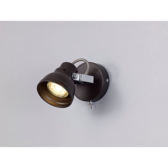 Tatum 1 x GU10 (Max 10W LED), Oiled Bronze/Polished Chrome Adjustable Switched Spotlight