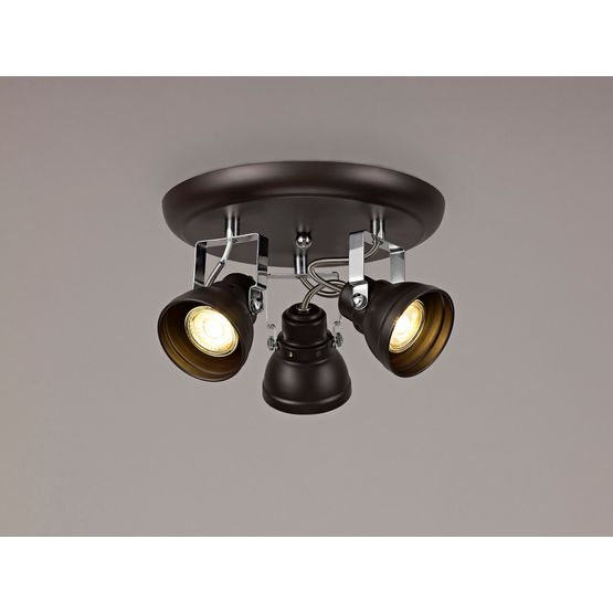 Tatum Adjustable, Oiled Bronze/Polished Chrome, Trio Round Spotlight Light
