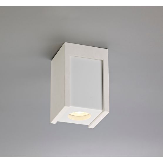 Ivy 1 Light Square Ceiling GU10, White Paintable Gypsum With Matt White Cover