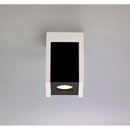 Ivy 1 Light Square Ceiling GU10, White Paintable Gypsum With Matt Black Cover