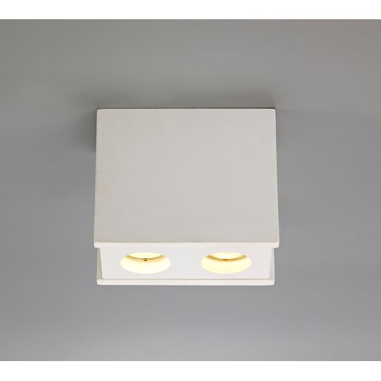 Ivy 2 Light Rectangular Ceiling GU10, White Paintable Gypsum With Matt White Cover