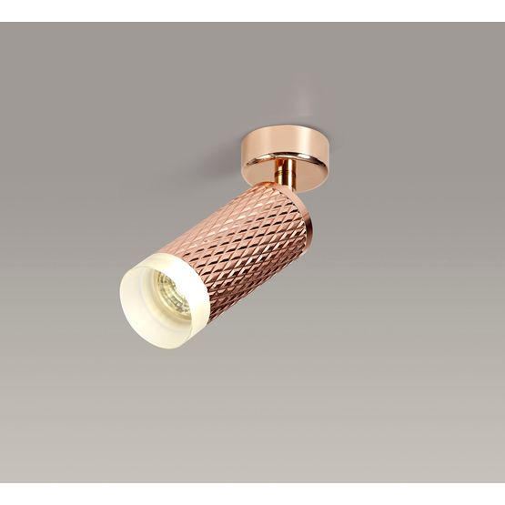 Sienna 1 Light Surface Mounted Spotlight GU10, Rose Gold/Acrylic Ring