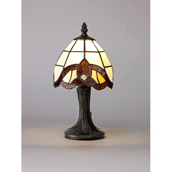Carly Tiffany Table Lamp, 1 x E14, Cream/Amber/Clear Crystal Shade