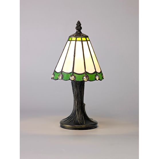 Una Tiffany Table Lamp, 1 x E14, Cream/Green/Clear Crystal Shade