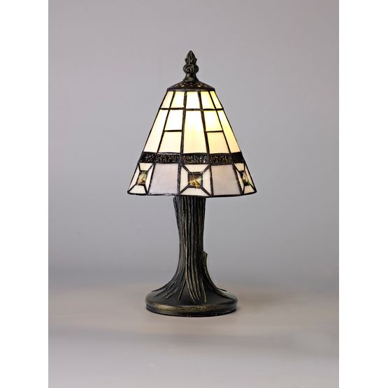 Scarlet Tiffany Table Lamp, 1 x E14, Cream/Grey/Clear Crystal Shade