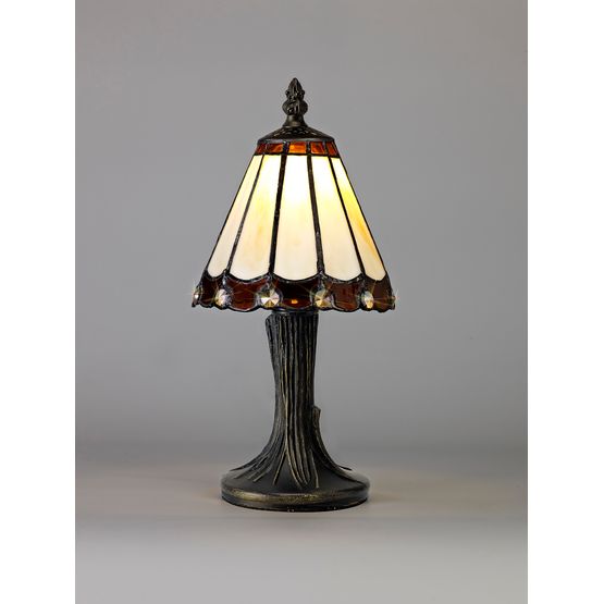 Una Tiffany Table Lamp in Cream/Amber/Clear Crystal Shade (1 x E14)