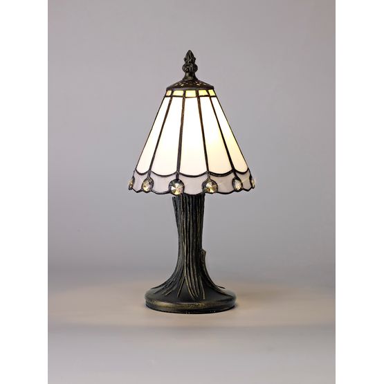 Una Tiffany Table Lamp, 1 x E14, White/Grey/Clear Crystal Shade