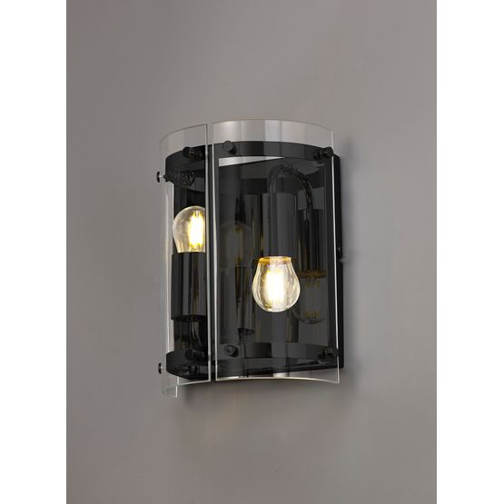 Primrose Wall Light, 2 Light E27, Matt Black