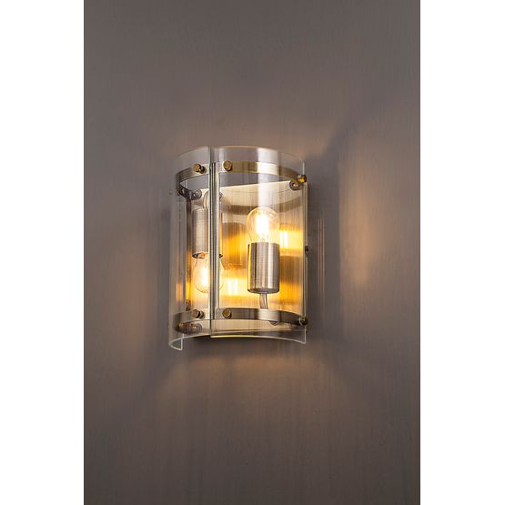 Primrose Wall Light, 2 Light E27, Antique Brass