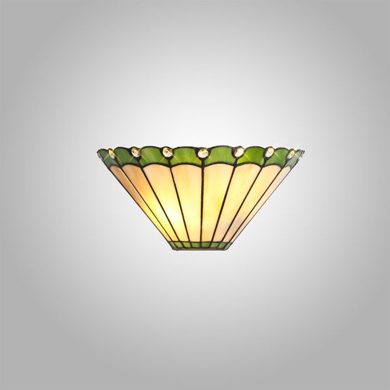 Una Tiffany Wall Lamp, 2 x E14, Green/Cream/Crystal