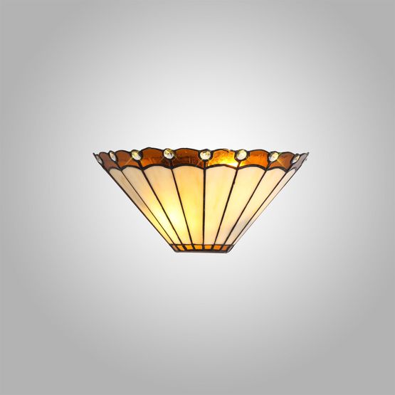 Una Tiffany Wall Lamp, 2 x E14, Amber/Cream/Crystal