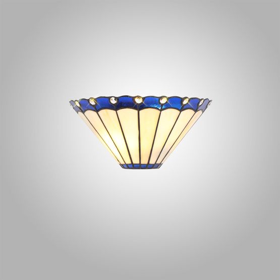 Una Tiffany Wall Lamp, 2 x E14, Blue/Cream/Crystal