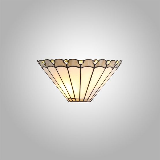 Una Tiffany Wall Lamp, 2 x E14, Grey/Cream/Crystal