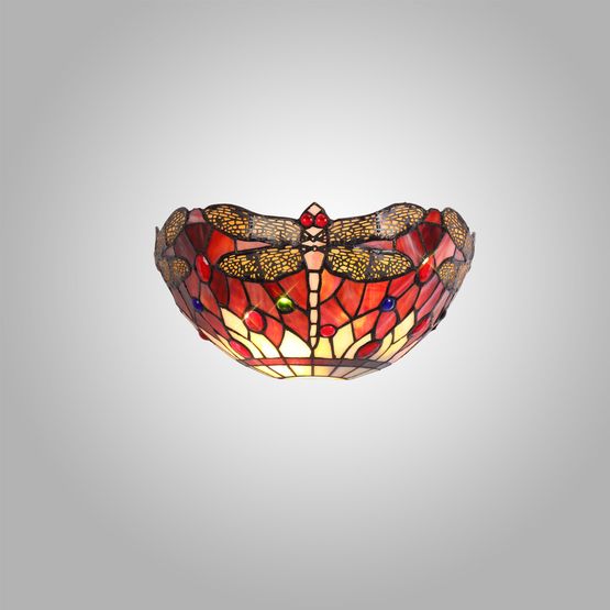 Haze Tiffany Wall Lamp, 2 x E14, Purple/Pink/Crystal