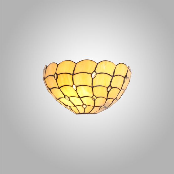 Camillie Tiffany 30cm Wall Lamp, 2 x E14, Beige/Clear Crystal