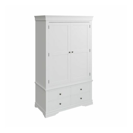 Dundee Bedroom - White 2 Door 4 Drawer Wardrobe 120 x 58 x 200 cm