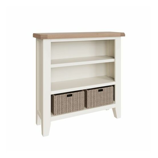 Tay Dining-White Small Wide Bookcase 90 x 30 x 90 cm