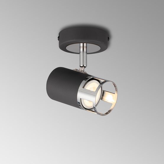 Abbey 1 Light Spotlight GU10, Graphite / Polished Chrome