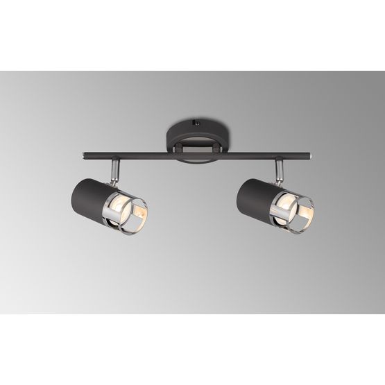 Abbey 2 Light Linear Bar Spotlight GU10, Graphite / Polished Chrome