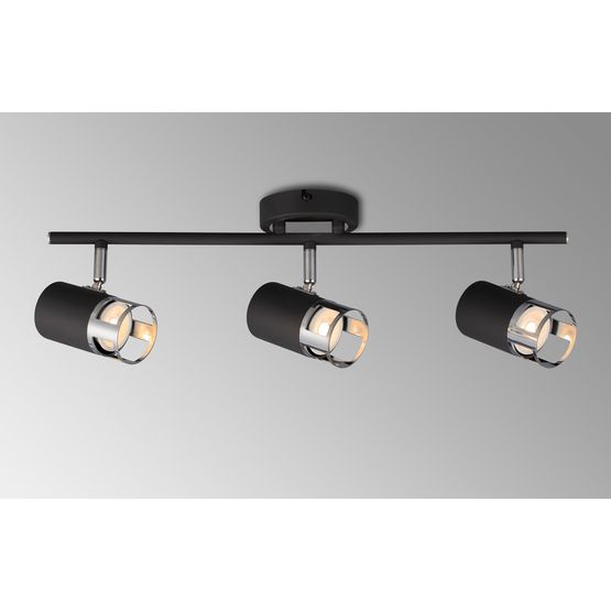 Abbey 3 Light Linear Bar Spotlight GU10, Graphite / Polished Chrome