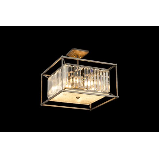 Adele Fixed Pendant / Semi Ceiling, 4 x E14, Pewter / Clear / Grain Glass