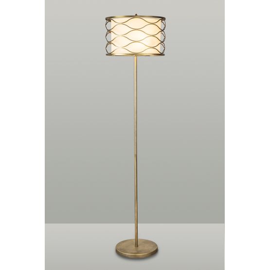 Edith Floor Lamp 3 Light E14 Aged Gold / Cream Fabric Shade