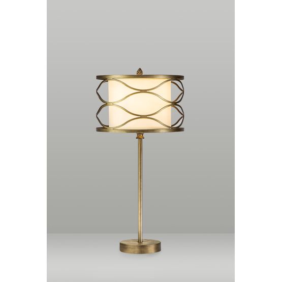 Edith Table Lamp 1 Light E27 Aged Gold / Cream Fabric Shade