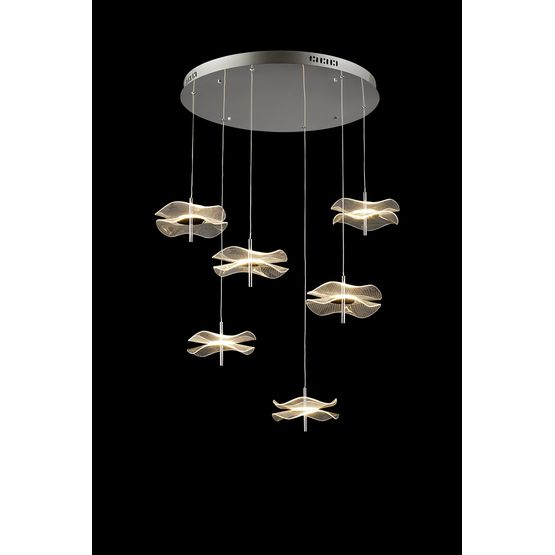 Scarlett Round Pendant, 6 x 6W LED, 4000K, 2800lm, Polished Chrome, 3yrs Warranty