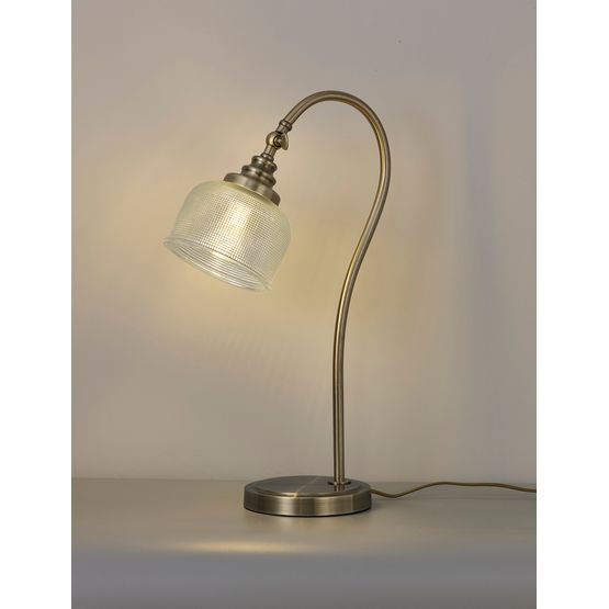 Shelby 1 Light E27 Antique Brass / Prismatic Glass Table Lamp