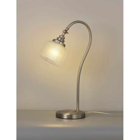 Shelby Table Lamp 1 Light E27 Satin Nickel / Frosted Glass