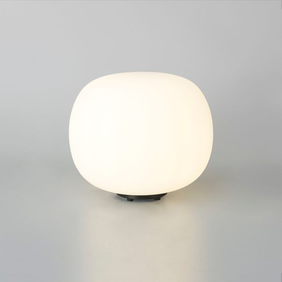 Shell Medium Oval Ball Table Lamp 1 Light E27 Matt Black Base With Frosted White Glass Globe