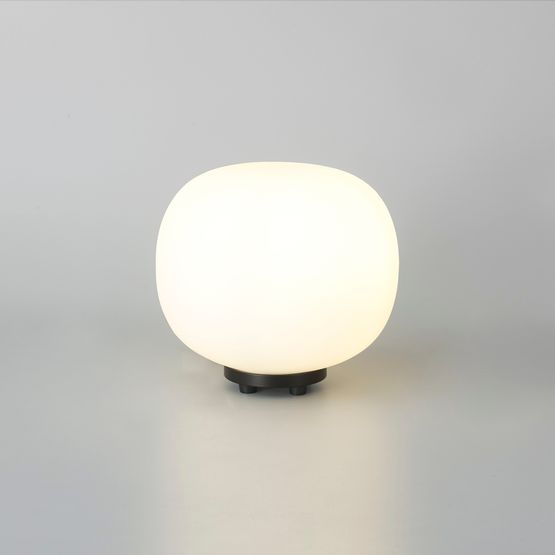 Shell Small Oval Ball Table Lamp 1 Light E27 Matt Black Base With Frosted White Glass Globe