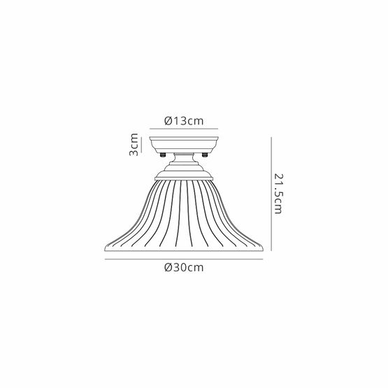 Talusia 1 Light Flush Ceiling E27 With Bell 30cm Glass Shade Polished Nickel/Clear
