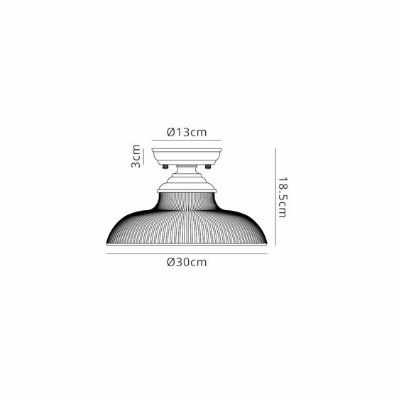 Talusia 1 Light Flush Ceiling E27 With Round 30cm Glass Shade Matt Black/Clear