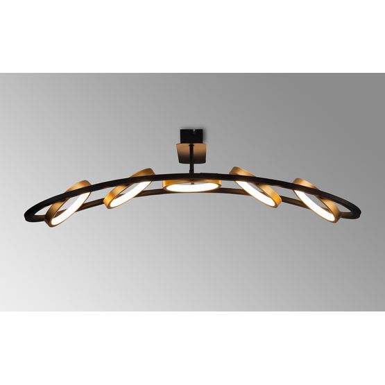Violet Linear Ceiling, 5 Ring, 36W LED, 3200K, 2200lm, Satin Black / Gold, 3yrs Warranty