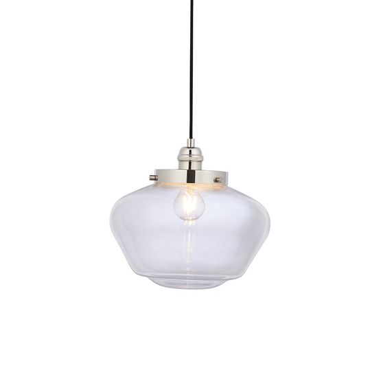 Abberly 1 Light Pendant Bright nickel plate &amp; clear glass