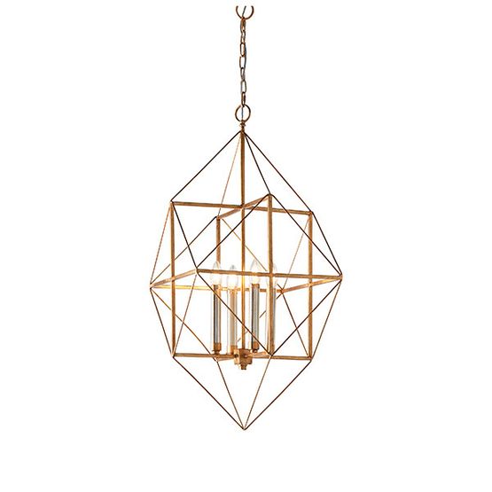 Abberwick 4 light Pendant Antique gold &amp; silver leaf