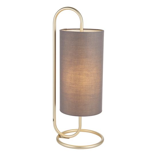 Akeld table lamp Antique brass paint &amp; grey fabric