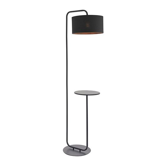 Albury floor lamp Satin black paint &amp; black fabric