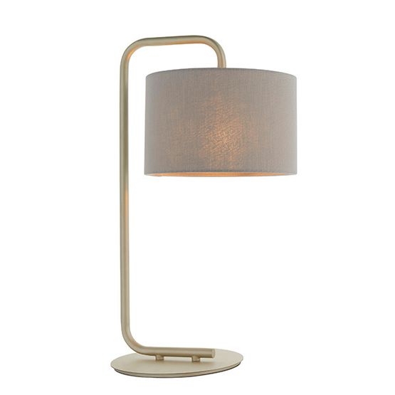 Albury table lamp Satin champagne paint &amp; slate grey fabric
