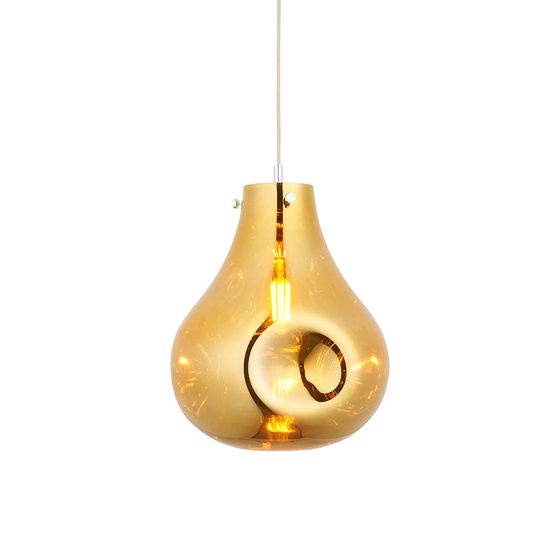 Alford Large Pendant Gold metallic glass &amp; chrome plate