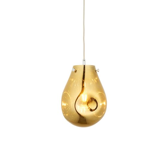 Alford Medium Pendant Gold metallic glass &amp; chrome plate