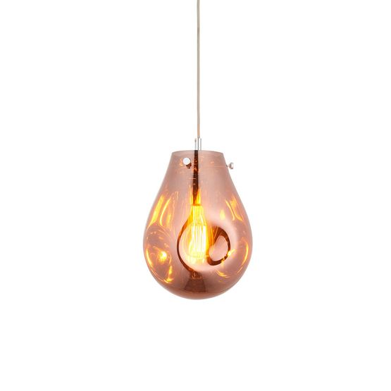 Alford Medium Pendant Copper metallic glass &amp; chrome plate