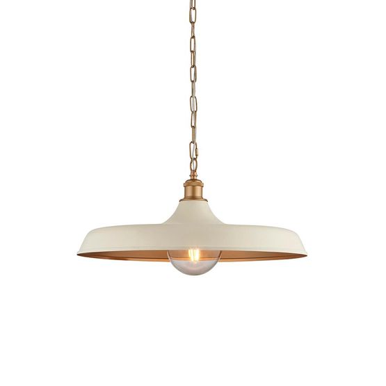 Bakewell Matt Warm White &amp; Satin Gold Paint Single Pendant
