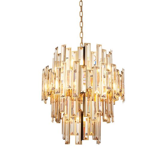 Babbacome 12 Light Pendant Gold effect plate &amp; champagne crystal